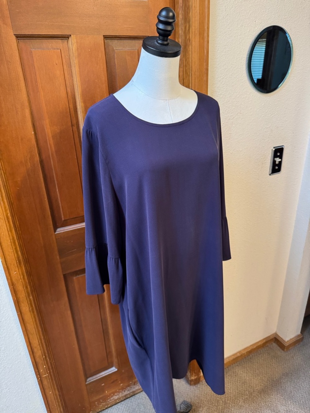Eileen Fisher Women's Scoop Neck Dress in Deep Purple Size XL/TG